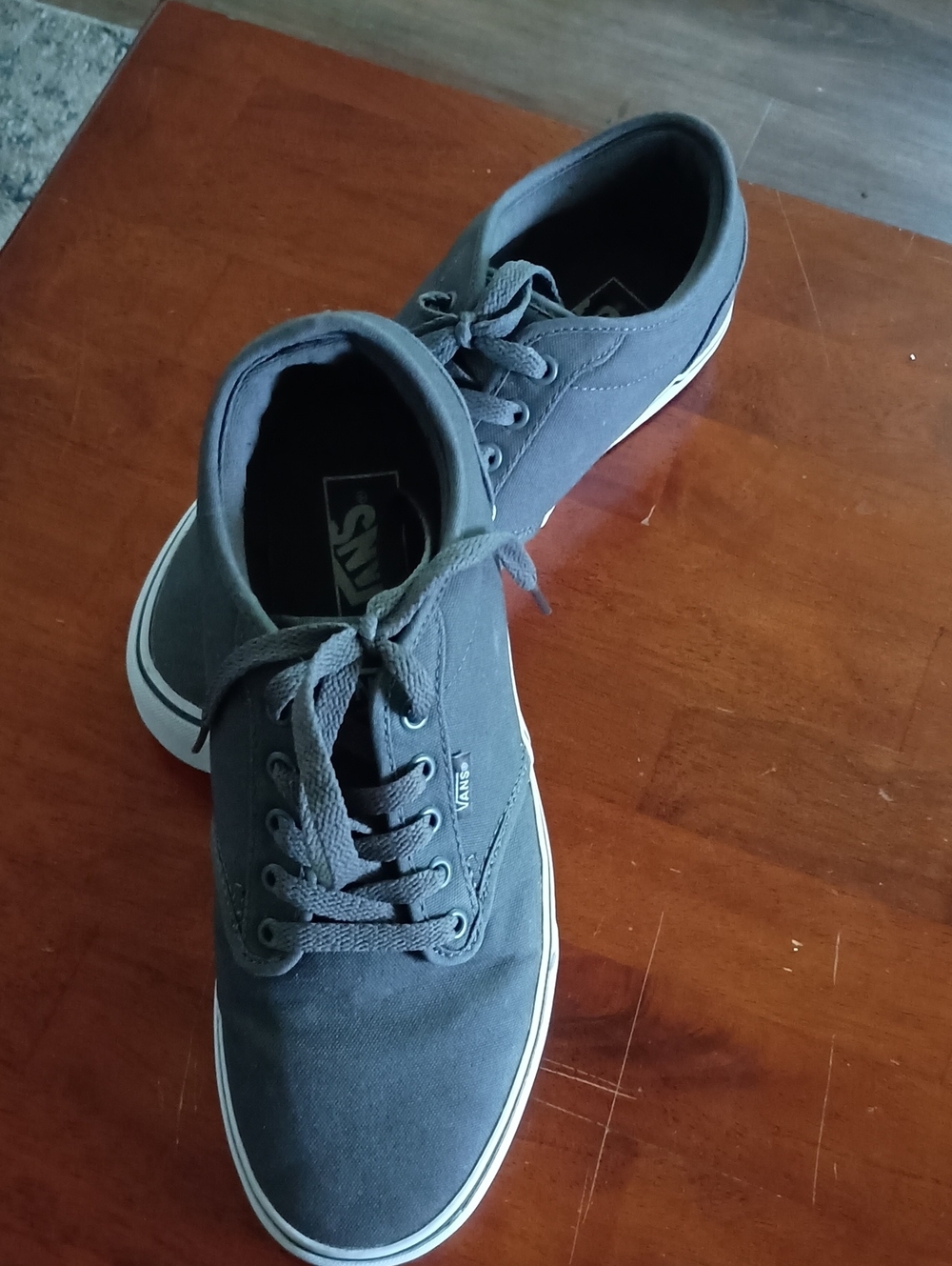 Vans Atwood Canvas shoes in a pewter gray color with white soles
